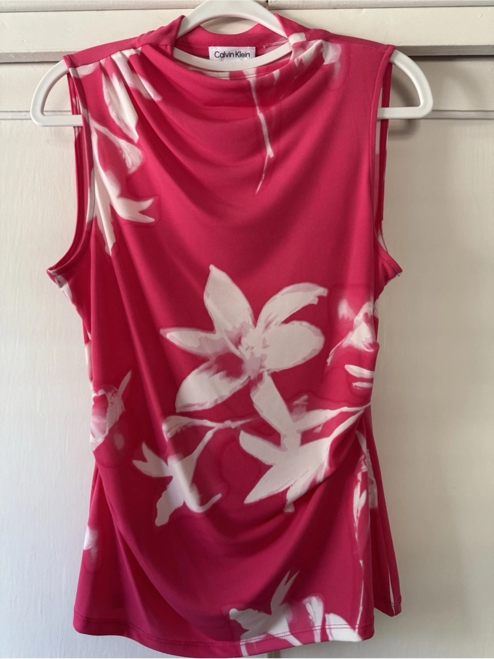 Calvin Klein Pink Floral Sleeveless Top Sz S